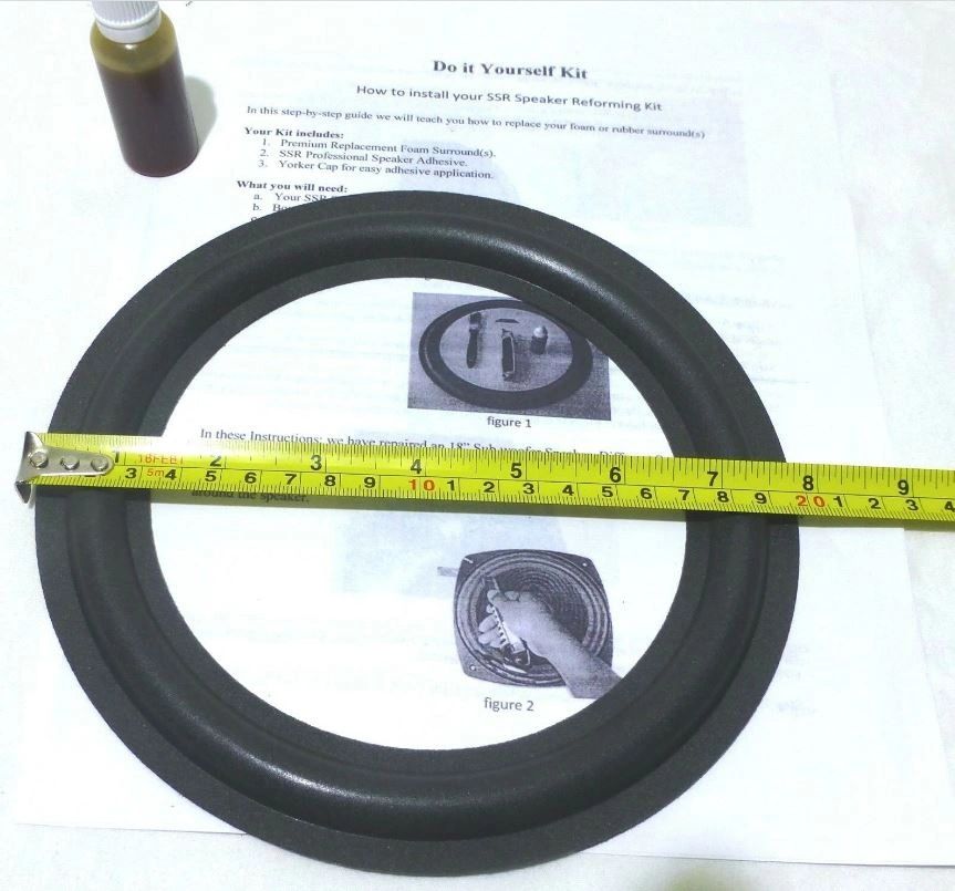 (2) Two 8" Foam Speaker Surrounds w/ Speaker Repair Refoam Instruction